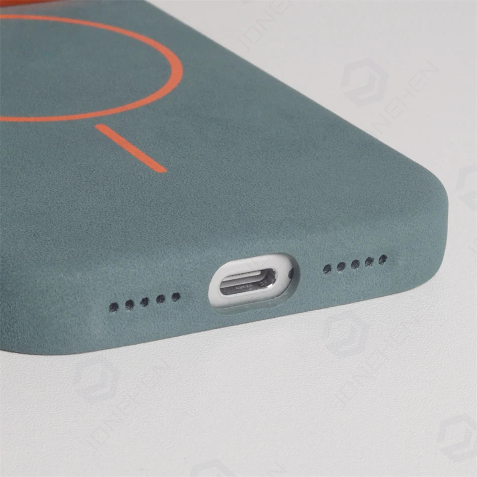 Business Matte Leather MagSafe Case - Magnetic Alloy Lens Cover for iPhone 13, 14, 15, 16 & 17 Air/Pro Max