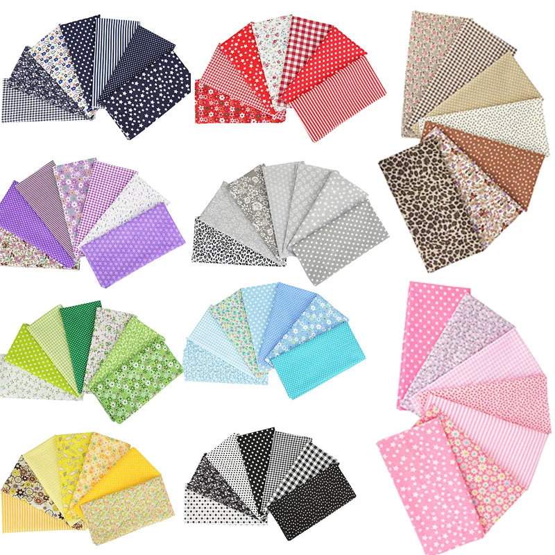 7-Piece 50x50cm Cotton Patchwork Fabric Set – Handmade Sewing Quilting Cloth for Needlework & DIY Crafts