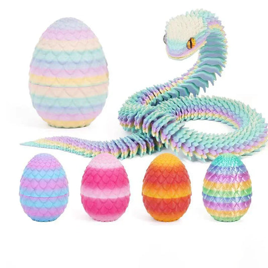 3D Printed Snake Egg Action Figure – Creative Stress Relief Rotatable Desktop Ornament & Anime-Inspired Toy Gift