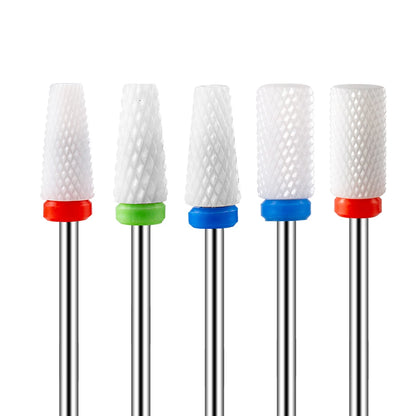 5PCS Ceramic Nail Drill Bit Set - Electric Milling Cutter Bits for Manicure & Pedicure Nail Machine Accessories