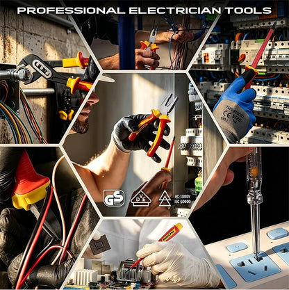 6-in-1 VDE Insulated Screwdriver Set - Quick-Change Slotted & Phillips Bit Kit