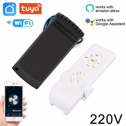 Tuya WiFi Smart Ceiling Fan Light Kit – Remote & App Control, Adjustable Speed, Alexa & Google Home Compatible
