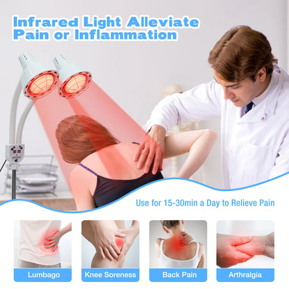 275W Dual-Head Infrared Heat Lamp – Electric Baking Lamp with 360° Adjustable Temperature & Remote Control