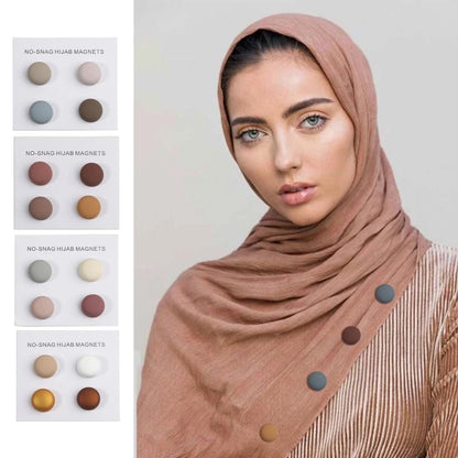 WLP Magnetic Hijab Clips - Solid Color Round Strong Magnet Pins for Silk Scarves Shawls Turban Accessories