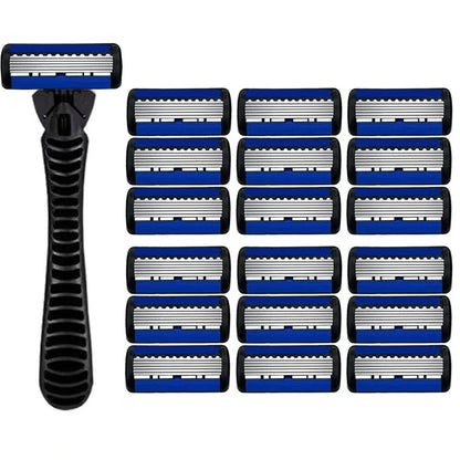 6-Layer Manual Safety Razor – Stainless Steel Double Edge Blade Shaver for Beard & Moustache Grooming
