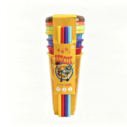 Toy Story 4-Pack Straw Cups - Reusable BPA-Free Cartoon Plastic Drinking Cups