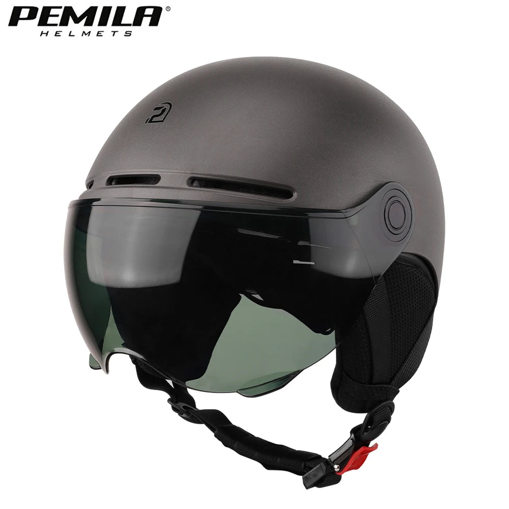 PEMILA Full Edge Wrap Cycling Helmet – MTB & Road Bike Helmet with Goggles, Ear Protection, for E-Bike & Bicycle