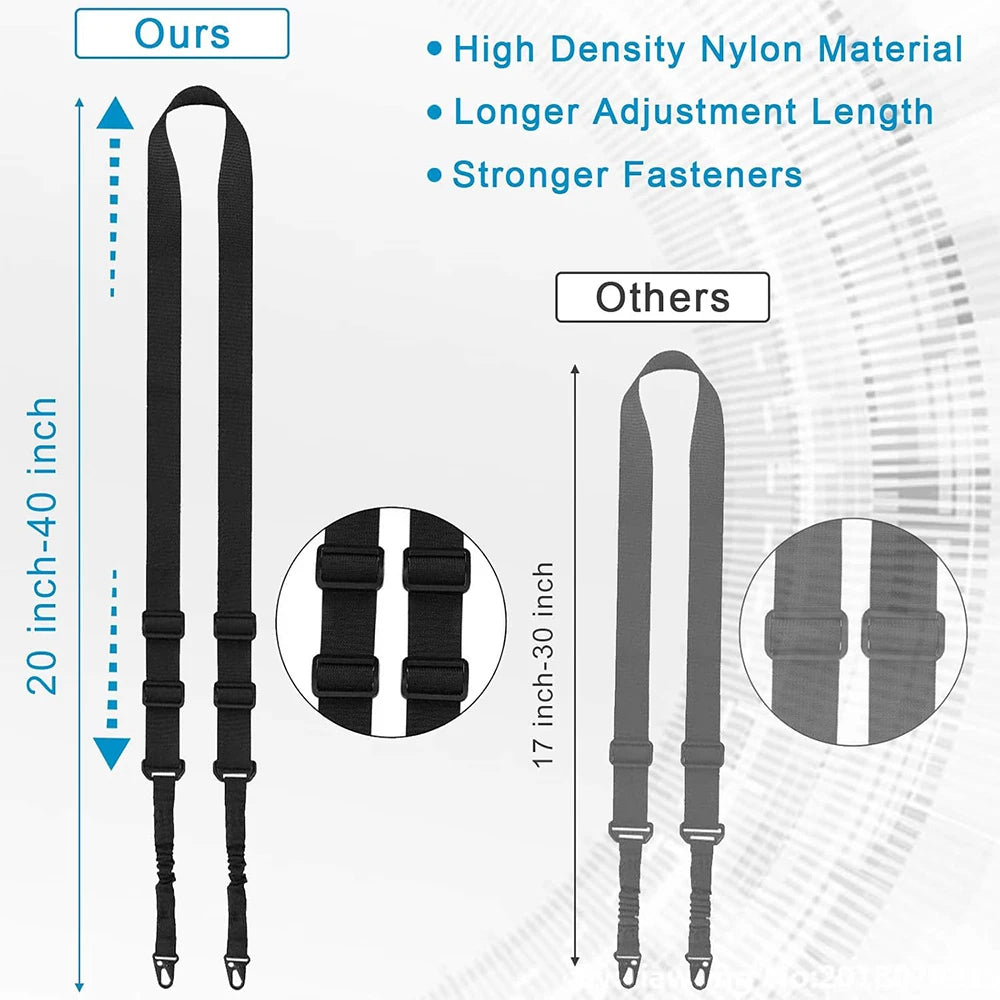 2-Point Extra Long Rifle Sling – Adjustable Gun Strap with Metal Hook QD for Outdoor Sports