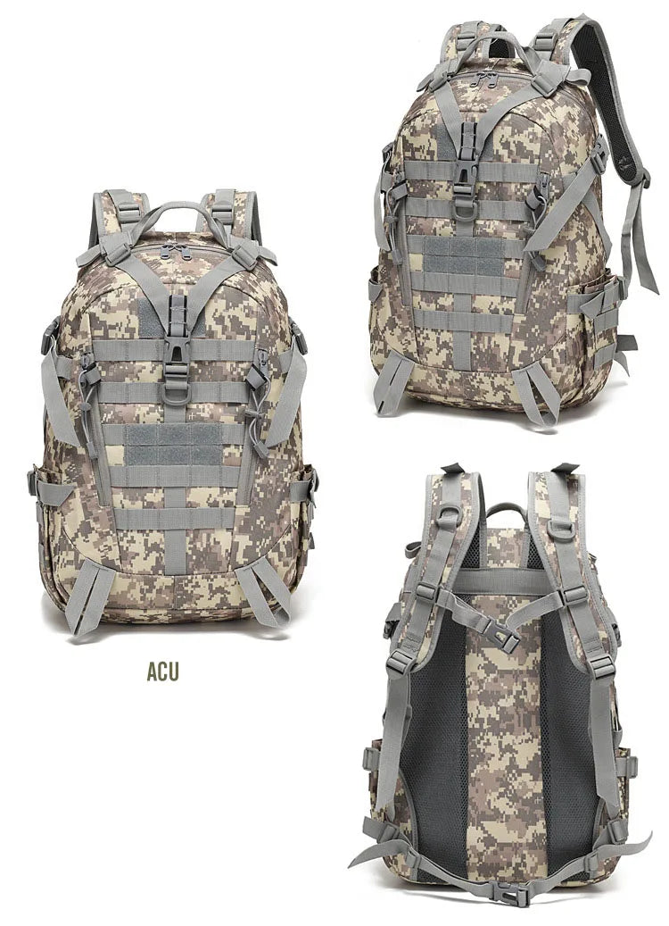 40L Tactical Reflective Backpack – Molle Camouflage Rucksack for Outdoor Hiking, Camping, Hunting & Travel