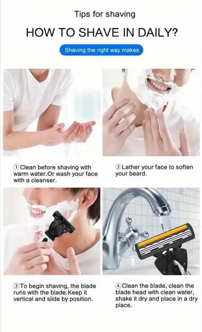 3-Layer Stainless Steel Manual Razor for Men – Washable Travel & Home Shaver for Daily Face Care