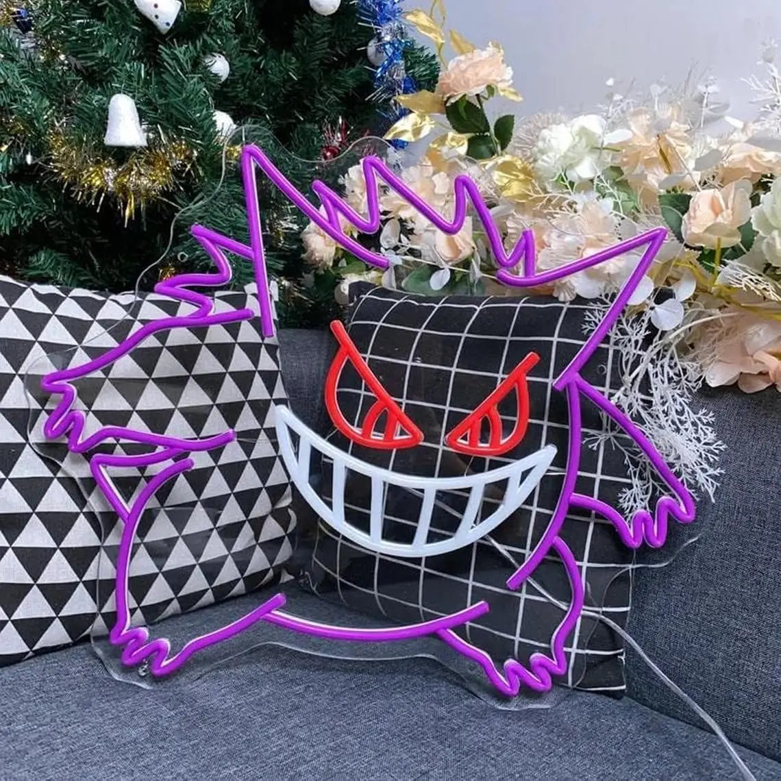 Gengar LED Neon Sign — Dimmable USB Wall Light for Gaming Room & Anime Fans