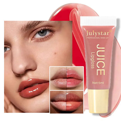 Watery Crystal Clear Jelly Lip Oil – Moisturizing Lip Balm & Gloss with Smoothing Effect, Fruit-Scented Glass Pout