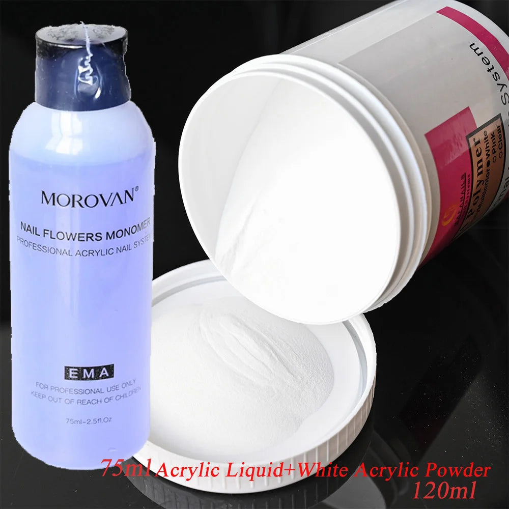 120ml EMA Polymer Acrylic Liquid & Powder - Pink Nail Builder for Dipping, Carving, Acrylic Powder, and Nail Tip Extensions