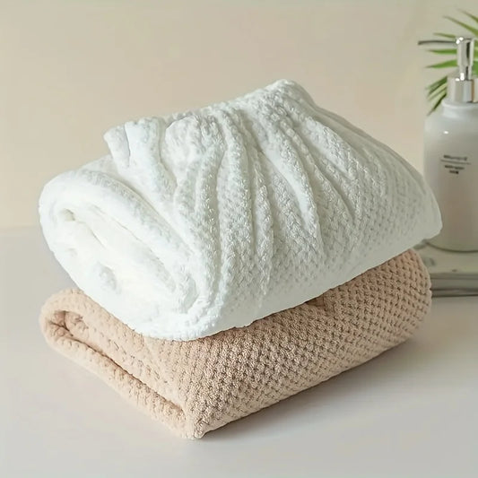 Women's Wearable Quick-Dry Bathrobe Towel – Soft 280gsm Spa Wrap with Contemporary Gnham Design