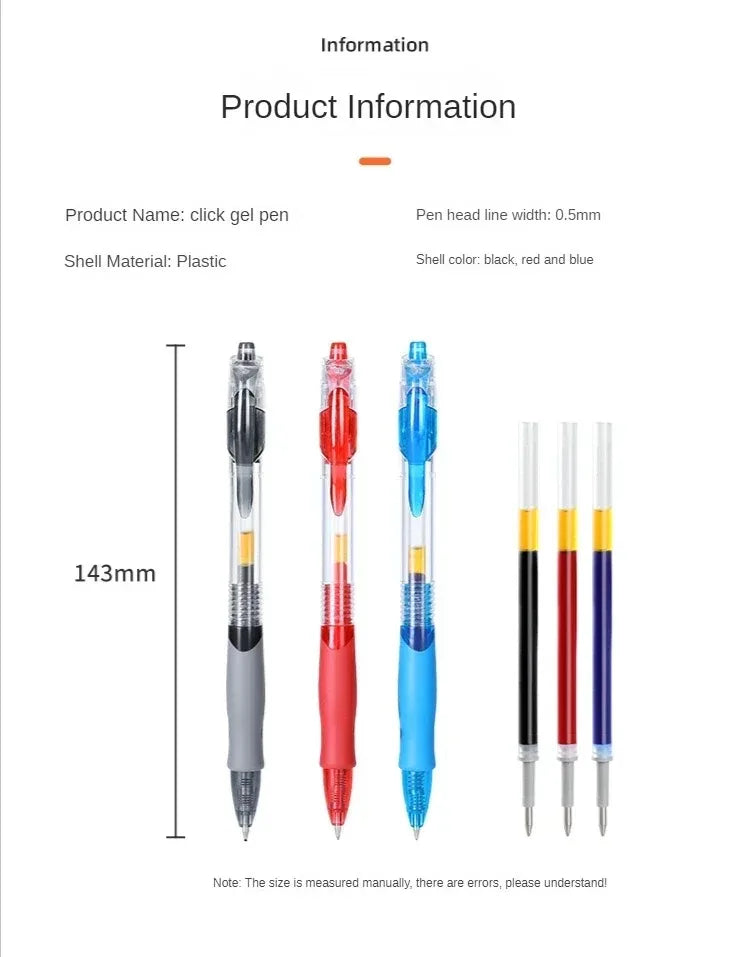 13/30pcs Retractable Gel Pen Set – Black, Red, Blue Ink Ballpoint Pens for Writing, Office, and School Stationery Supplies