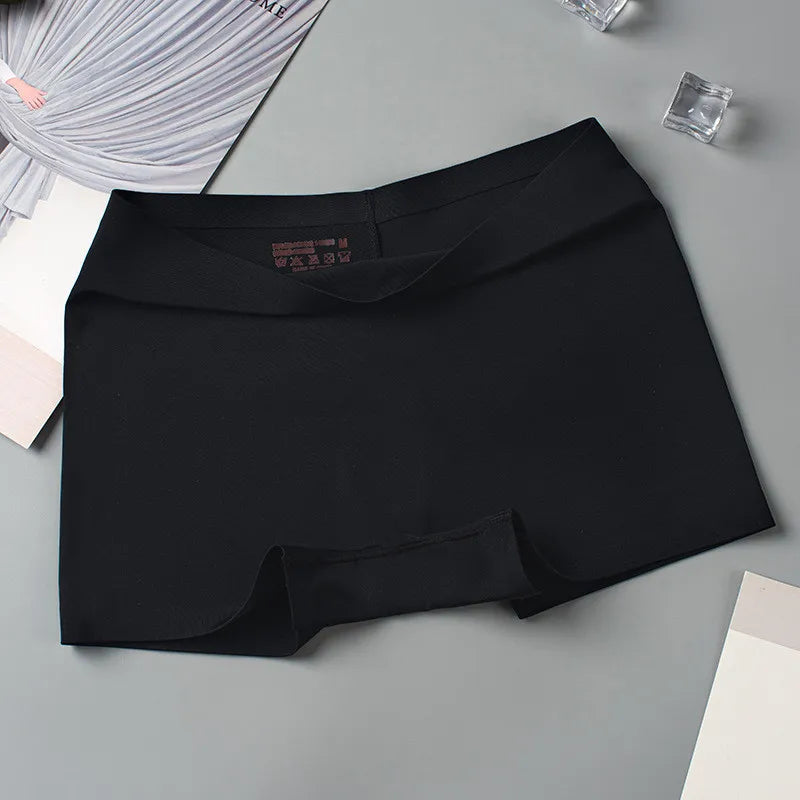 Ultra Thin Seamless Ice Silk Boyshorts for Women – High Waist Solid Color Safety Shorts in Sizes M-XL