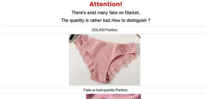 Floral Lace Cotton Women’s Panties - Comfortable Briefs, Solid Color Underwear, 3PCS/Set, Sizes M-XXL