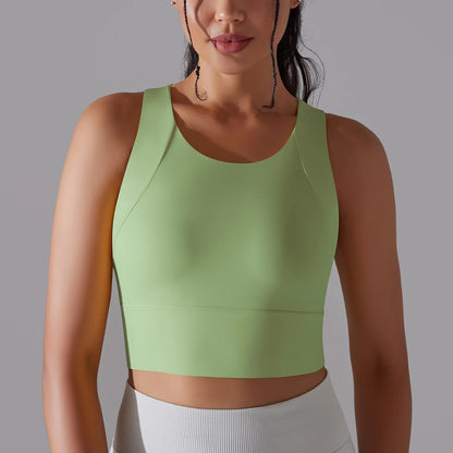 Women's Nylon Sports Bra – Elastic Yoga Crop Top, Stretch Gym Fitness Bra for Training & Activewear