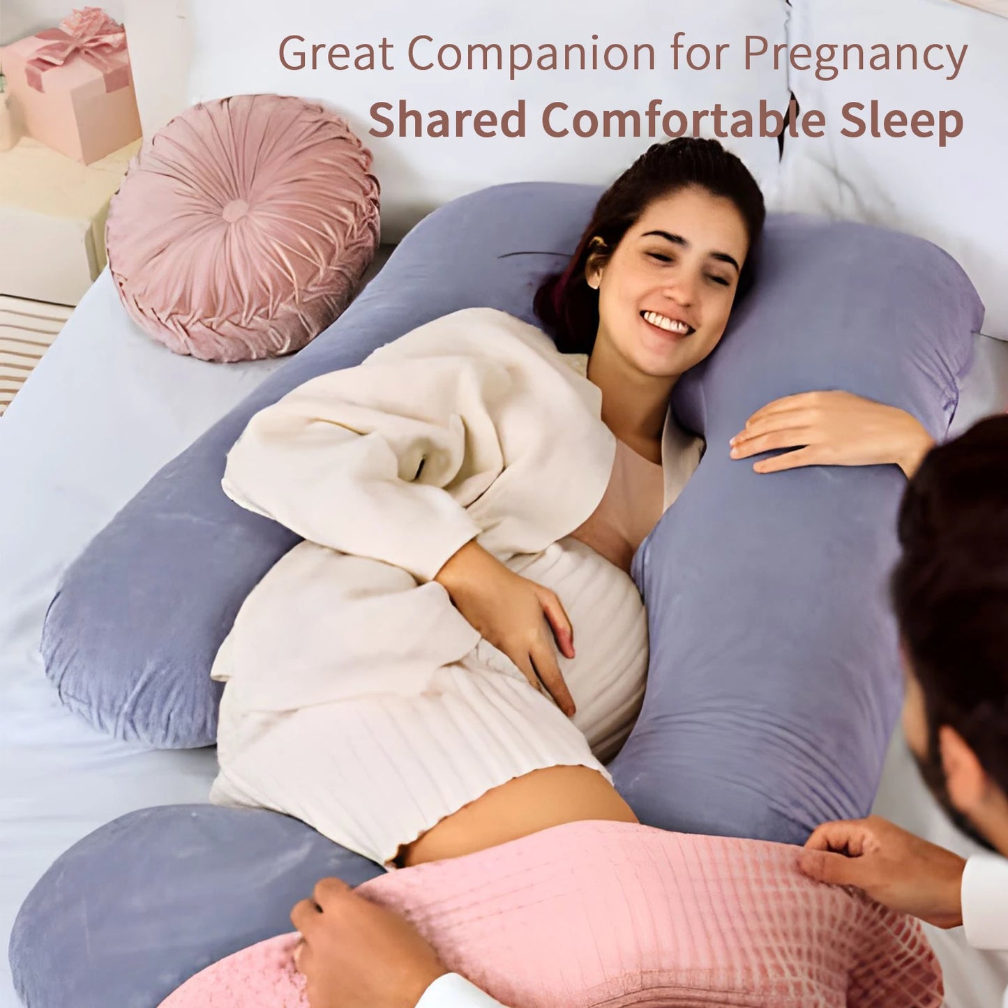 G-Shaped Pregnancy Pillow – Full Body Maternity Sleeping Pillow with Removable Cover for Belly Support