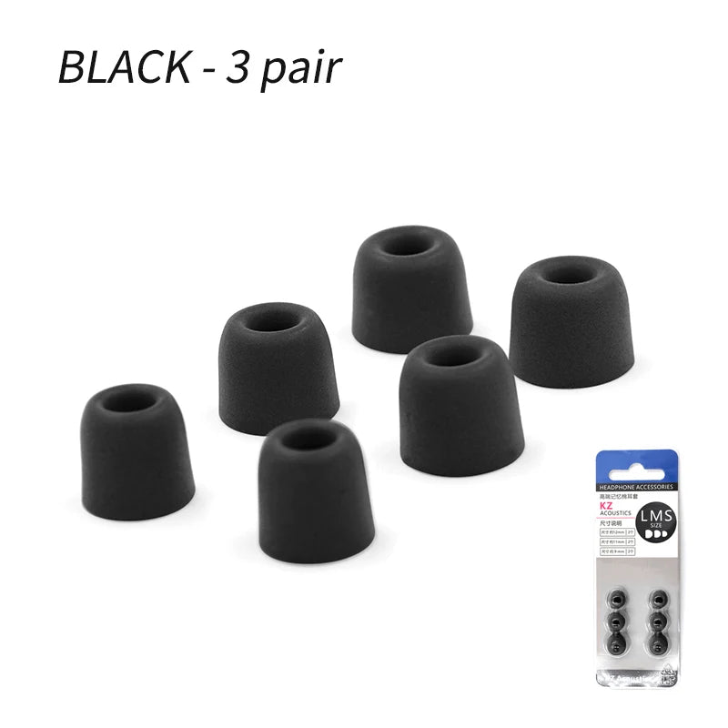 KZ Memory Foam Ear Tips - 3 Pair Noise Isolating Replacement Earbuds Pads for KZ Headphones