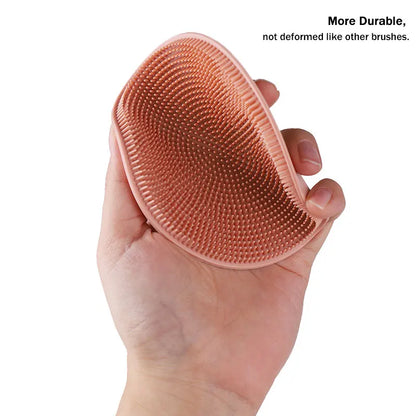 Silicone Body Scrubber with Natural Bristles – Skin Exfoliating Shower Sponge & Bath Brush