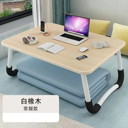 Foldable Laptop Desk for Bed & Sofa – Portable Lap Table with Cup, Book Holder, Drawer, and USB Slot