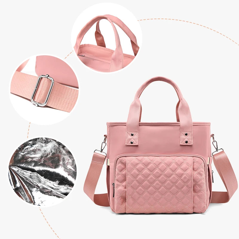 Extra Large Fashion Lunch Bag – Hot-Pressed Waterproof Leak-Proof Travel, Picnic & Mommy Storage Bag