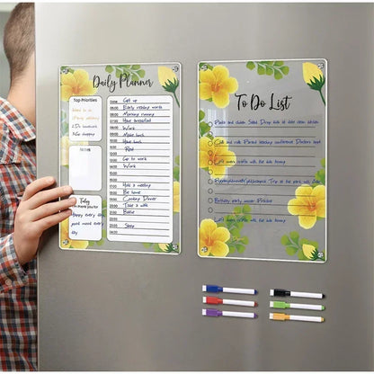 Magnetic Fridge Calendar & Weekly Planner – Reusable Transparent Dry Erase Board for Schedule, Menu & Notes