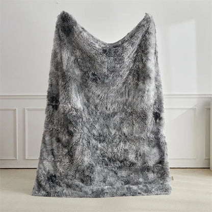 Double Mink & Lamb Fleece Blanket – Coral Fleece Long Hair Solid Color Blanket for Sofa, Soft Cotton Throw
