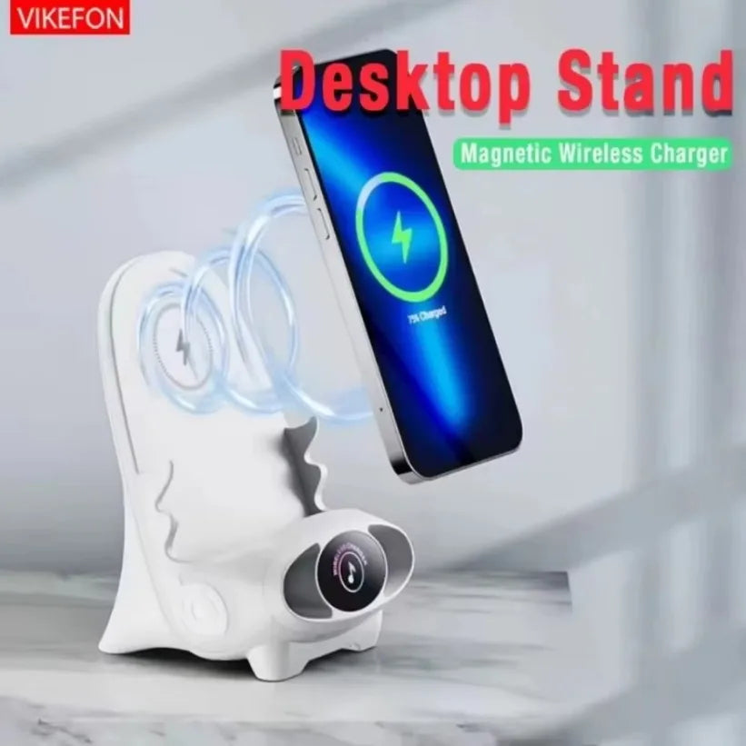 Magnetic Wireless Charging Phone Stand - Mini Chair-Shaped Type-C Fast Charging Station for Phones & Tablets
