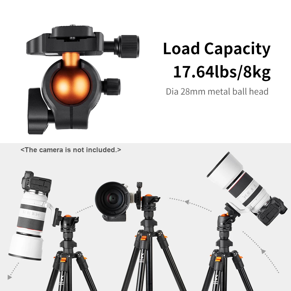 Aluminum Alloy Camera Tripod Stand – Low Angle Photography Travel Tripod with Carrying Bag for DSLR Cameras