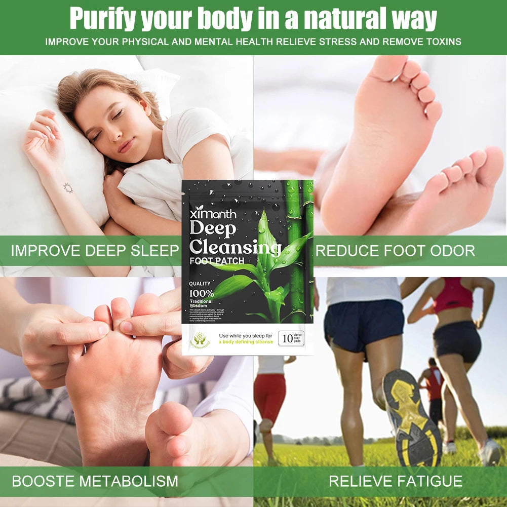10PCS Herbal Detox Foot Patches – Deep Sleep & Stress Relief | Natural Foot Care Stickers for Body Detox & Relaxation