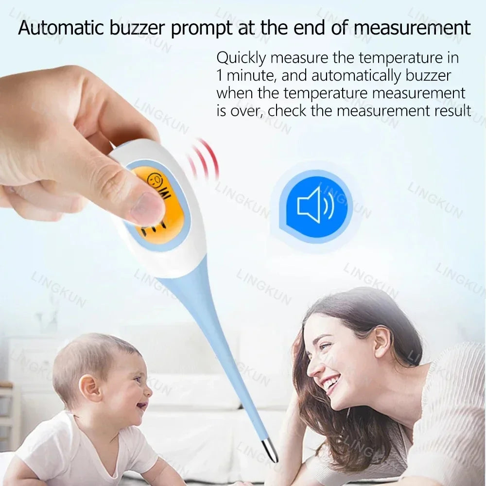 Digital Silicone Body Thermometer – 8-Second Fever Temperature Reader with LED Display for Oral, Underarm, and Rectal Use