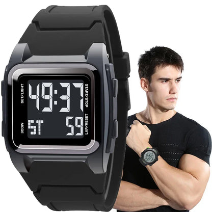 YIKAZE Men's Digital Sport Watch – 50M Waterproof Retro Multifunction Military LED Alarm Wristwatch Gift