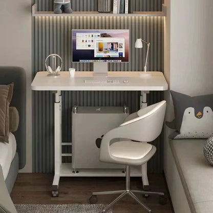 Adjustable Laptop Desk with Wheels - Portable Mobile Computer Table for Bedroom, Office & Study