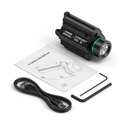 Feyachi Green/Red Laser Light Combo — 1000 Lumen LED Weapon Flashlight with Picatinny Rail Mount for Pistol & Rifle, Rechargeable