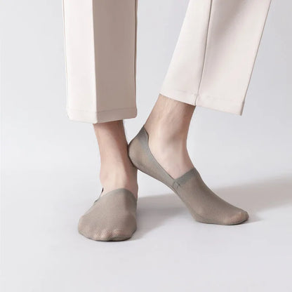 Summer Men's Mesh Breathable Anti-Slip Socks: Thin Cotton Sole Leisure Low Barrel Stockings - Invisible Shallow Mouth Design