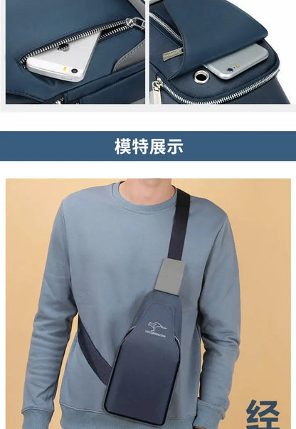 Men's Waterproof Oxford Chest Bag – Korean Style Casual Sport Crossbody Shoulder Messenger Bag
