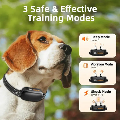 ROJECO Digital Rechargeable Electric Dog Training Collar - Remote Control, IPX7 Waterproof, and Vibrator Pet Bark Stop Shock Collar