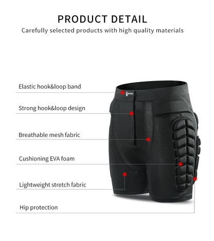 WOSAWE Motorcycle Shorts - Skating Hip Protector, MTB Motocross Padded Shorts, Skiing and Snowboarding Protective Gear