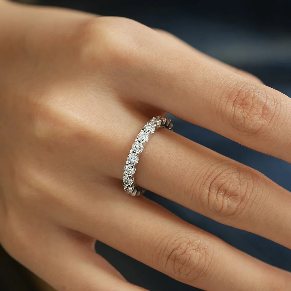 FEOBUR 7ct 5mm Moissanite Ring – Certified 925 Sterling Silver Full Diamond Engagement & Wedding Eternity Band for Men & Women
