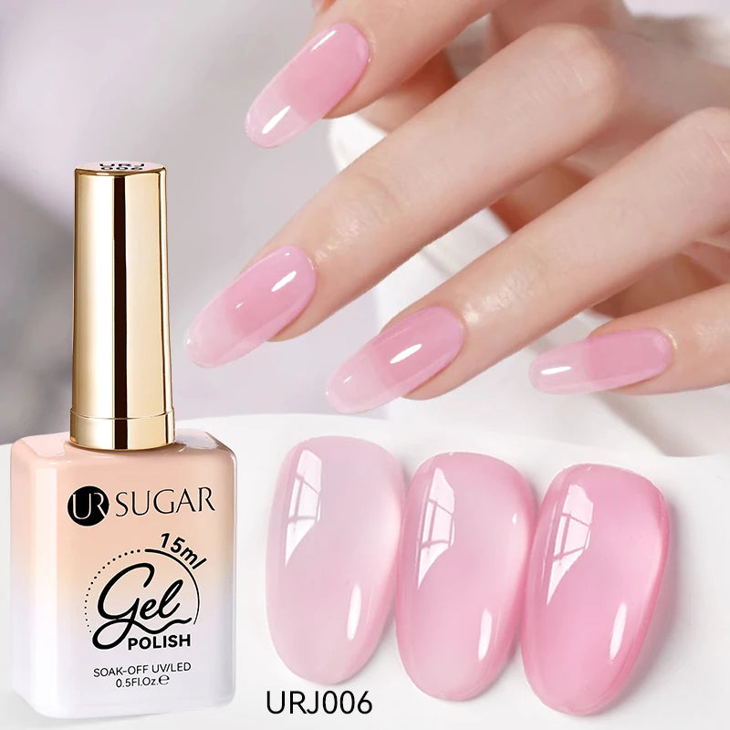 UR SUGAR 15ml Jelly Milky White Gel Polish – Translucent UV Soak Off Nail Art Varnish Semi-Permanent Fashion Nail Color