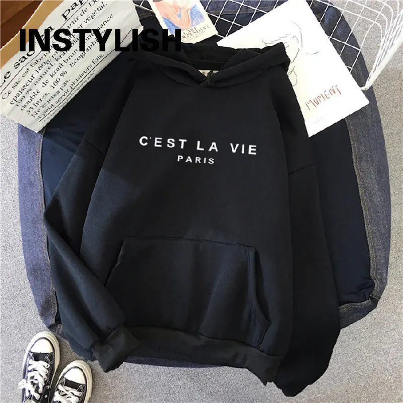 Women's Casual Print Loose Hoodie – Spring Long-Sleeve Harajuku Pullover Sweatshirt, Streetwear Style