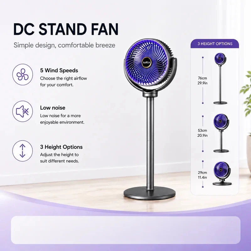 3-in-1 Air Circulation Fan - Retractable Standing & Desk Cooling Fan with Remote Control