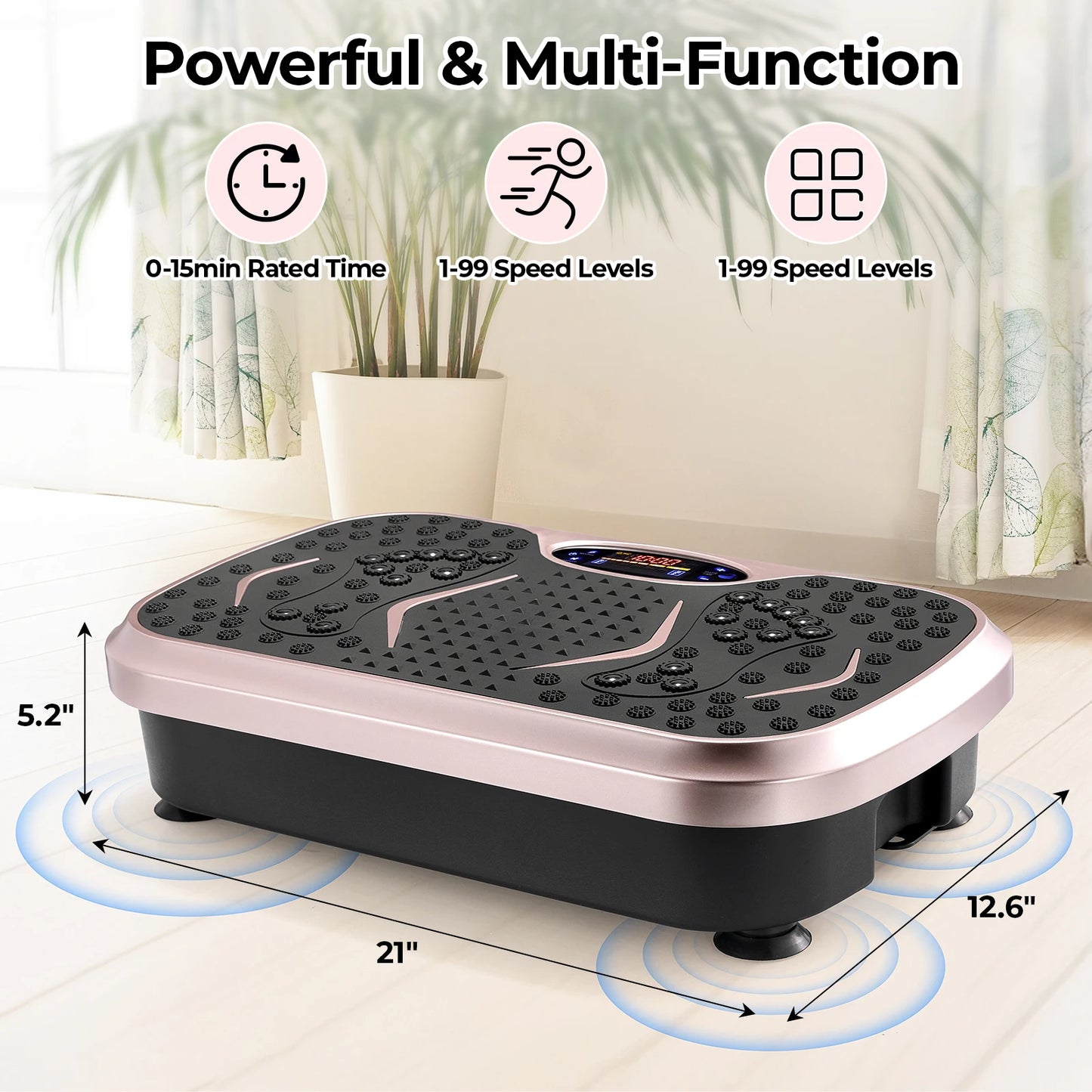 Vibration Plate Exercise Machine – Whole Body Fitness Platform with Loop Bands for Home Workout