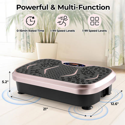Vibration Plate Exercise Machine – Whole Body Fitness Platform with Loop Bands for Home Workout