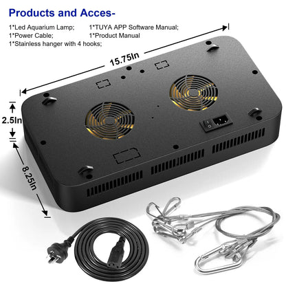 165W Smart Aquarium LED Light - WiFi App Controlled Dimmable 3-Channel Fish & Coral Reef Tank Lamp