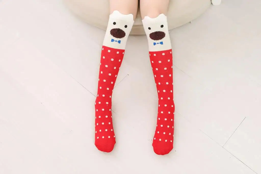 Cute Cartoon Animal Knee-High Socks for Babies & Kids – Warm Cotton Ankle & Over-Knee Socks for Girls