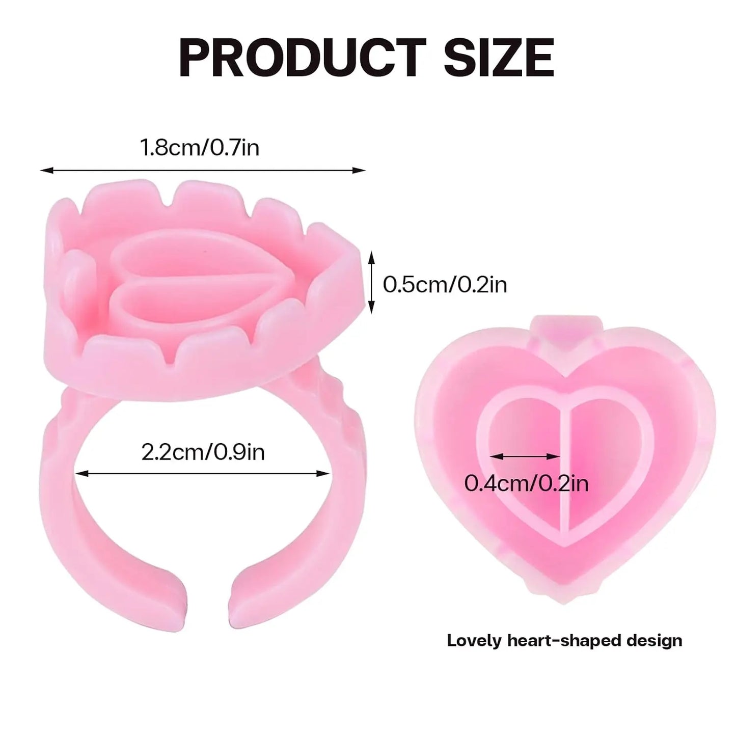 100PCS Heart-Shaped Disposable Glue Rings – Eyelash Extension & Tattoo Pigment Holder Cups, Lash Makeup Supply Tool Kit