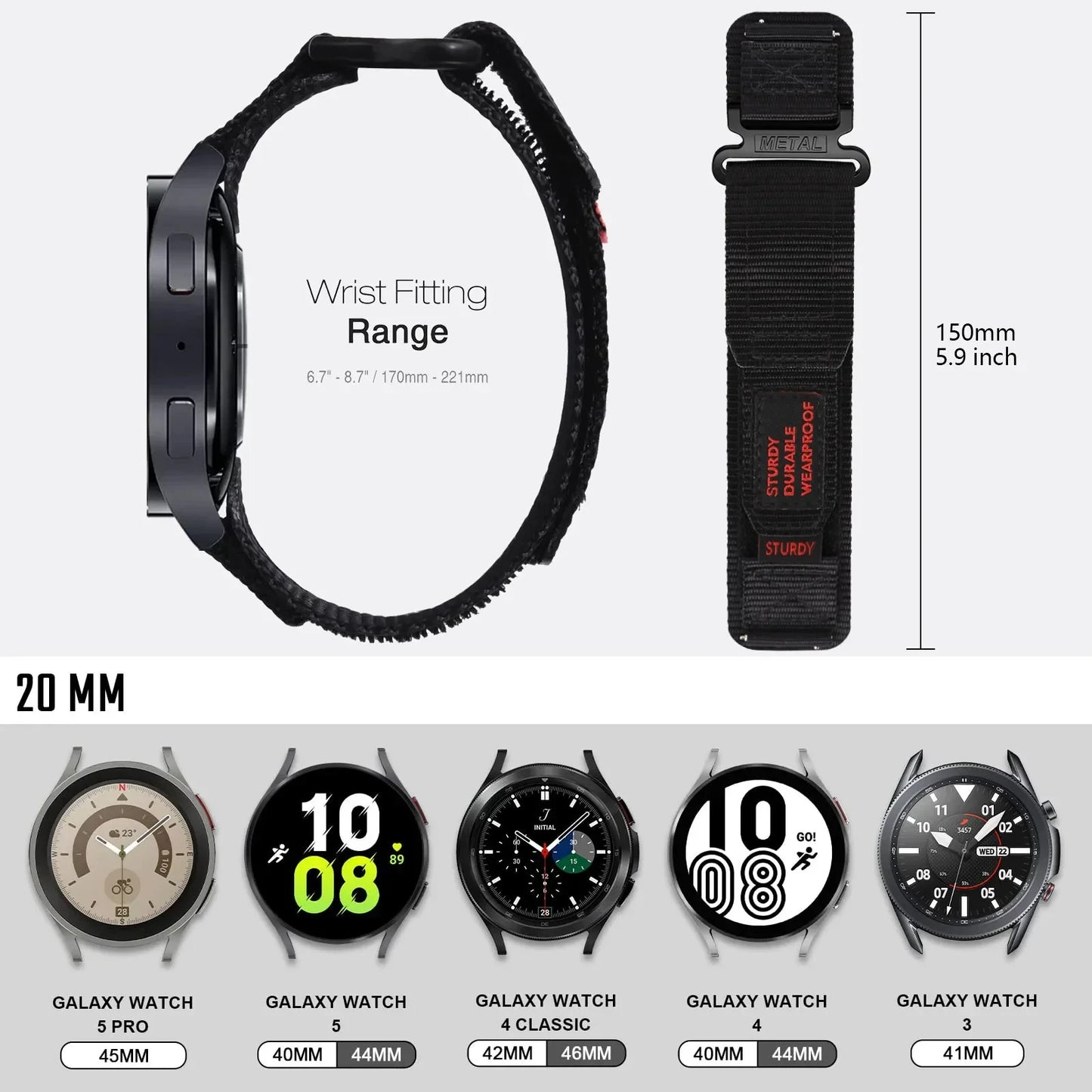 20mm 22mm Nylon Sport Watch Band — Thick Colorful Replacement Strap for Men & Women Watches